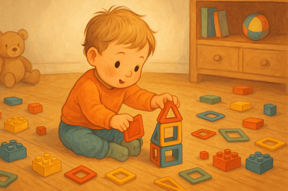 یک کودک در حال بازی با مگنت کلاسیک