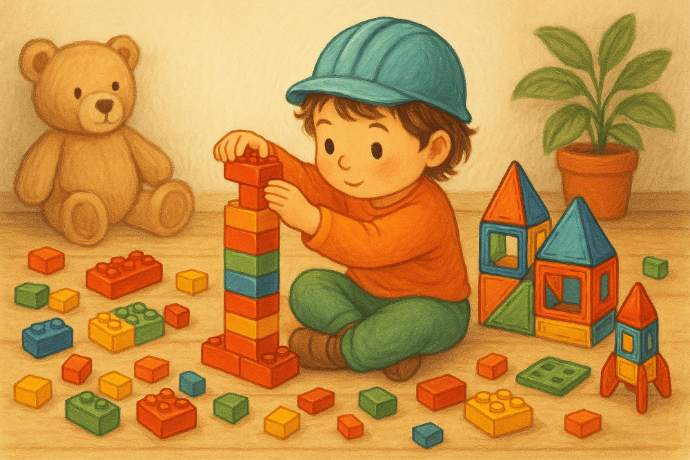 یک کودک در حال بازی با لگو دوپلو